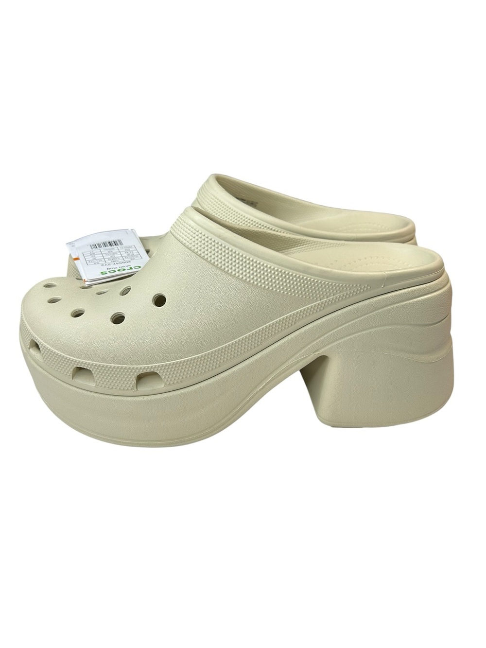 Crocs Siren Clogs in Bone Women's Size 12 Platform Block Heels Slip-On NWT